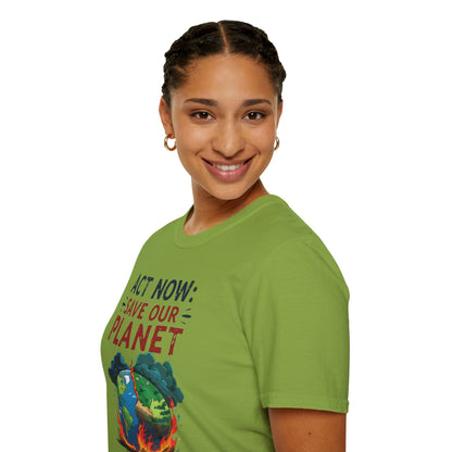 🔥 Eco-Friendly Unisex T-Shirt – 'Act Now: Save Our Planet' Wildfire Awareness 🌍