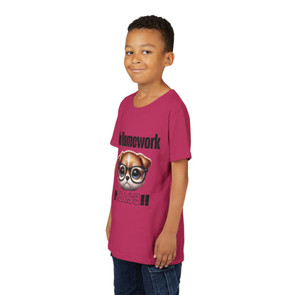 Funny Dog Homework Youth Short Sleeve Tee - Perfect Gift for Students!