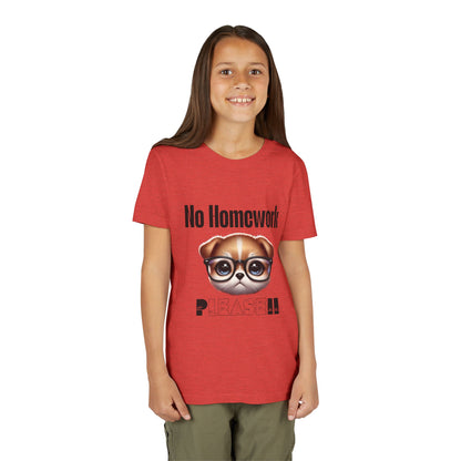 Funny Dog Homework Youth Short Sleeve Tee - Perfect Gift for Students!