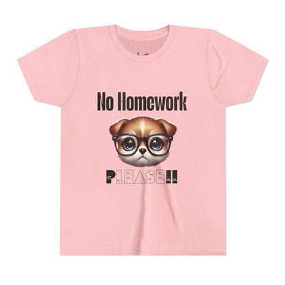 Funny Dog Homework Youth Short Sleeve Tee - Perfect Gift for Students!