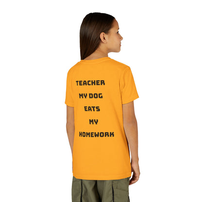 Funny Dog Homework Youth Short Sleeve Tee - Perfect Gift for Students!