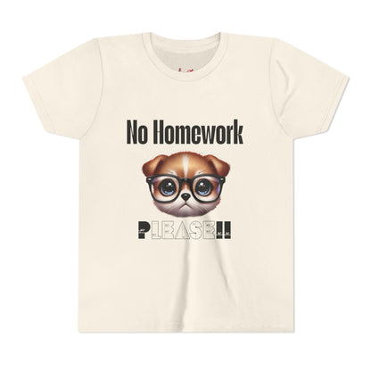 Funny Dog Homework Youth Short Sleeve Tee - Perfect Gift for Students!