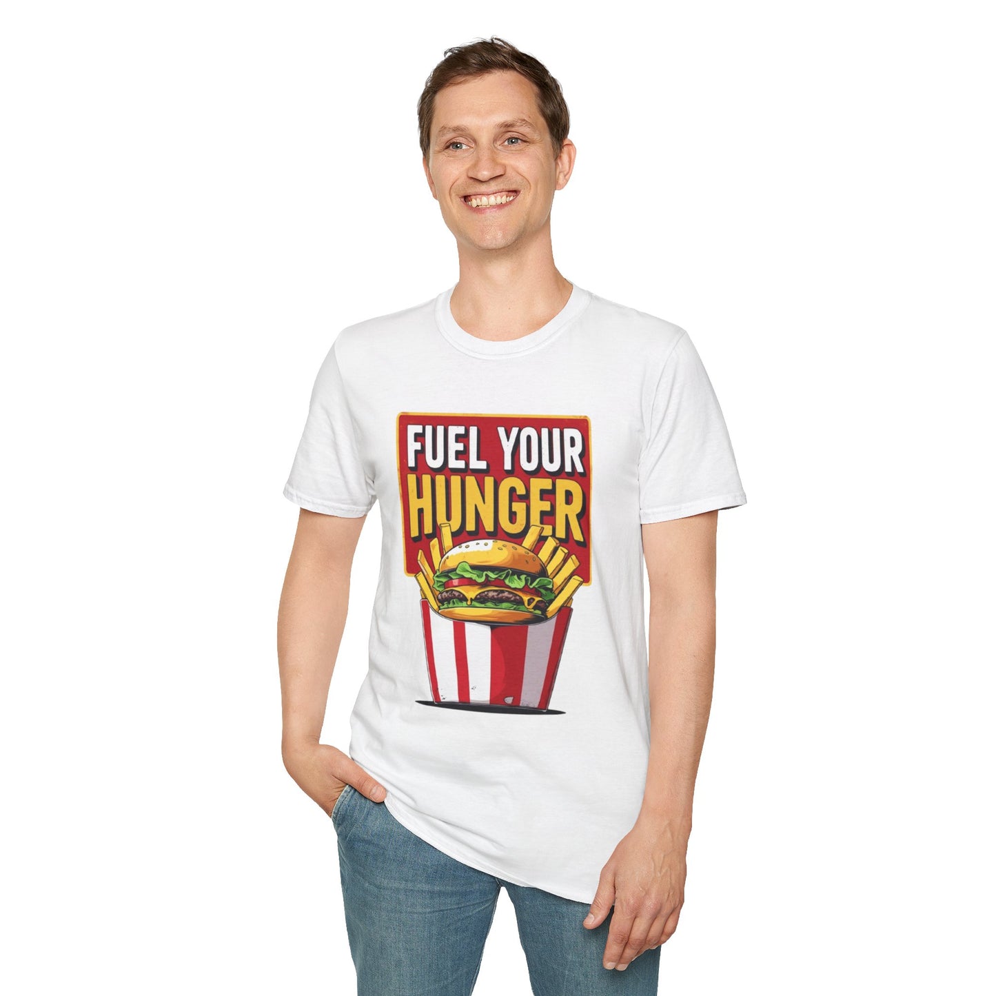 🍔 Fuel Your Hunger Unisex Softstyle T-Shirt – Lässige Mode für Feinschmecker 😋