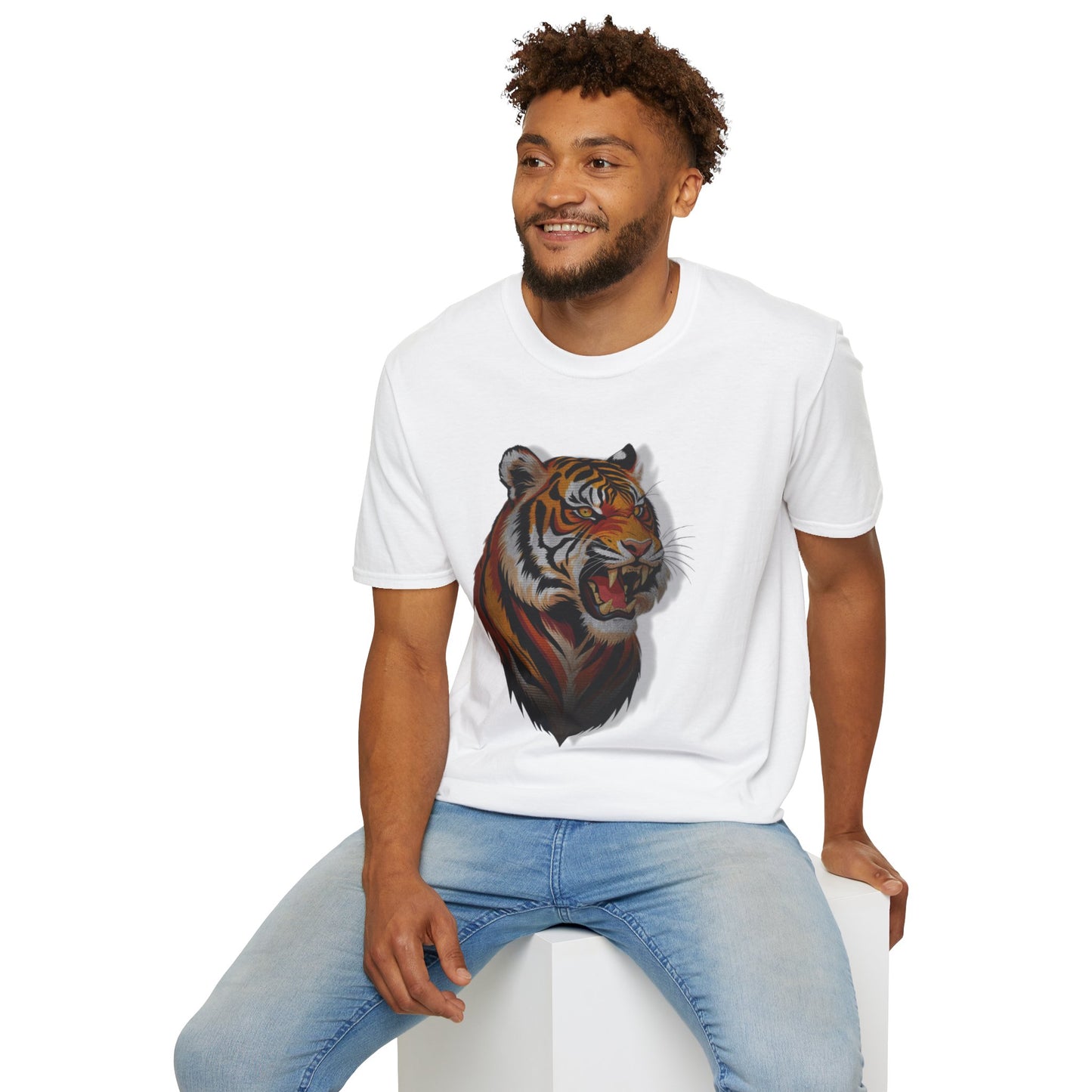 Fierce Tiger Unisex Softstyle T-Shirt - Bold Animal Graphic Tee