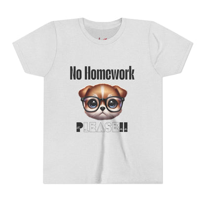 Funny Dog Homework Youth Short Sleeve Tee - Perfect Gift for Students!