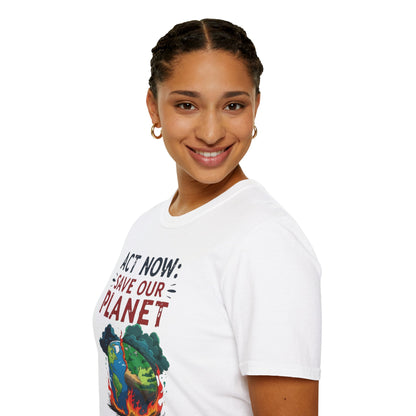 🔥 Eco-Friendly Unisex T-Shirt – 'Act Now: Save Our Planet' Wildfire Awareness 🌍