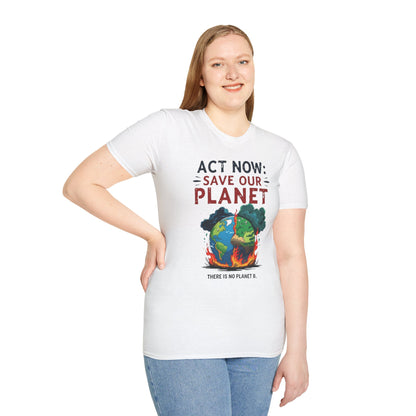 🔥 Eco-Friendly Unisex T-Shirt – 'Act Now: Save Our Planet' Wildfire Awareness 🌍