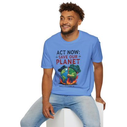 🔥 Eco-Friendly Unisex T-Shirt – 'Act Now: Save Our Planet' Wildfire Awareness 🌍