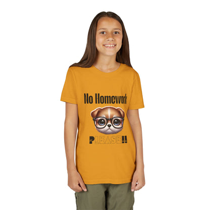 Funny Dog Homework Youth Short Sleeve Tee - Perfect Gift for Students!