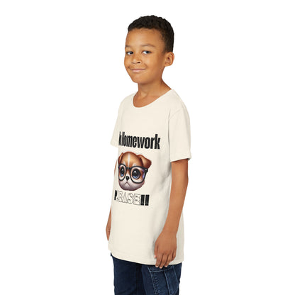 Funny Dog Homework Youth Short Sleeve Tee - Perfect Gift for Students!