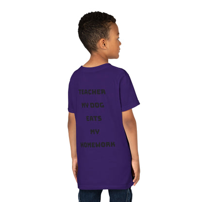 Funny Dog Homework Youth Short Sleeve Tee - Perfect Gift for Students!