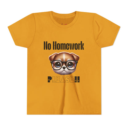 Funny Dog Homework Youth Short Sleeve Tee - Perfect Gift for Students!