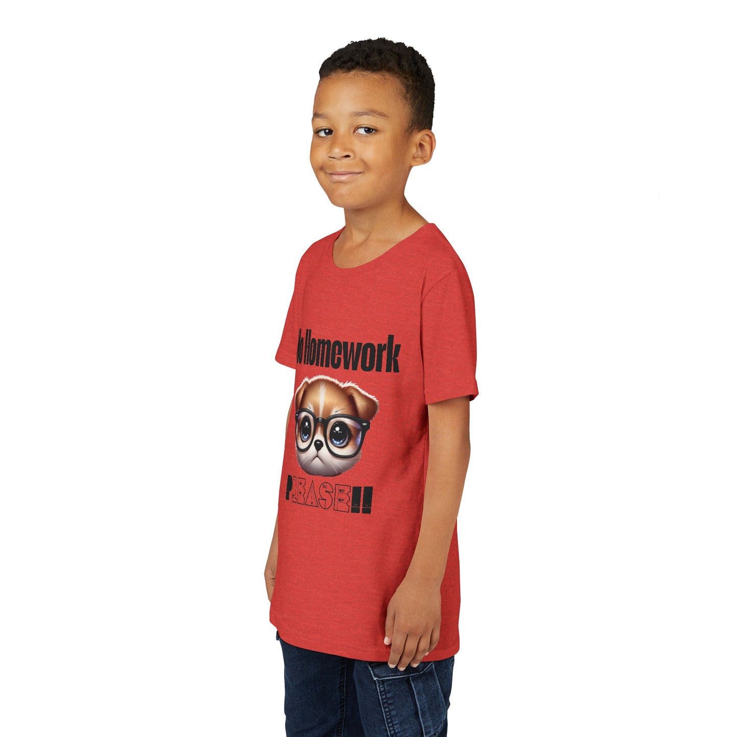 Funny Dog Homework Youth Short Sleeve Tee - Perfect Gift for Students!