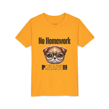 Funny Dog Homework Youth Short Sleeve Tee - Perfect Gift for Students!