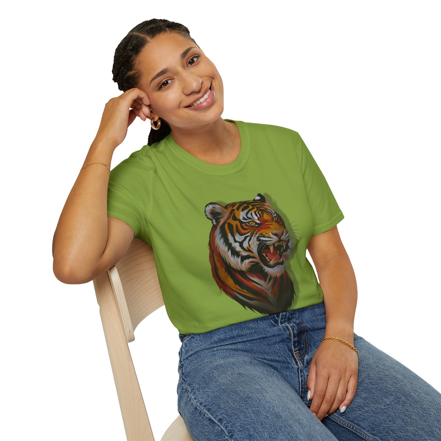 Fierce Tiger Unisex Softstyle T-Shirt - Bold Animal Graphic Tee