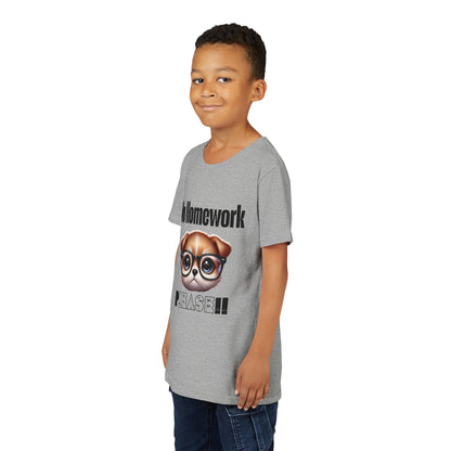 Funny Dog Homework Youth Short Sleeve Tee - Perfect Gift for Students!