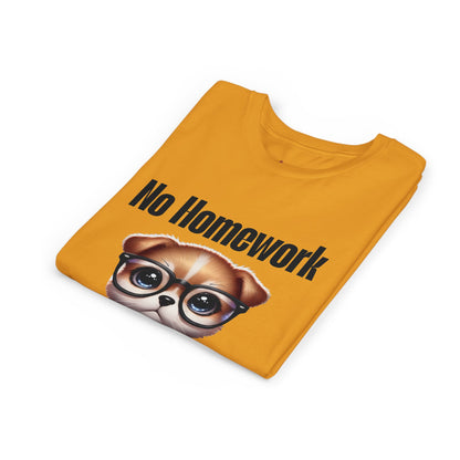 Funny Dog Homework Youth Short Sleeve Tee - Perfect Gift for Students!