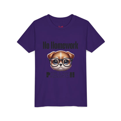 Funny Dog Homework Youth Short Sleeve Tee - Perfect Gift for Students!