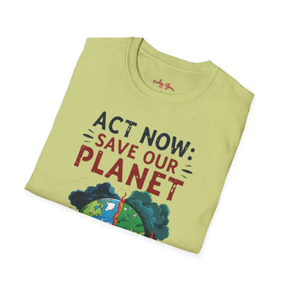 🔥 Eco-Friendly Unisex T-Shirt – 'Act Now: Save Our Planet' Wildfire Awareness 🌍