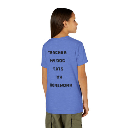 Funny Dog Homework Youth Short Sleeve Tee - Perfect Gift for Students!