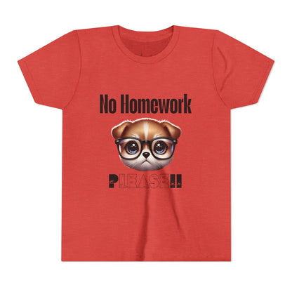 Funny Dog Homework Youth Short Sleeve Tee - Perfect Gift for Students!