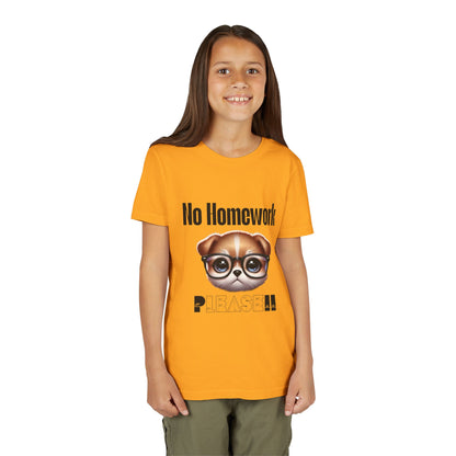 Funny Dog Homework Youth Short Sleeve Tee - Perfect Gift for Students!