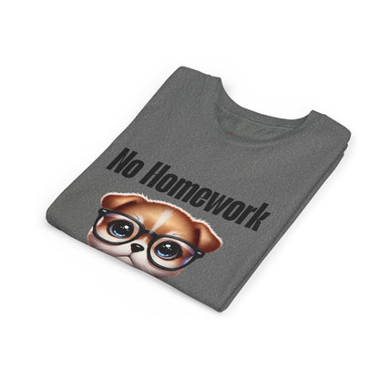 Funny Dog Homework Youth Short Sleeve Tee - Perfect Gift for Students!