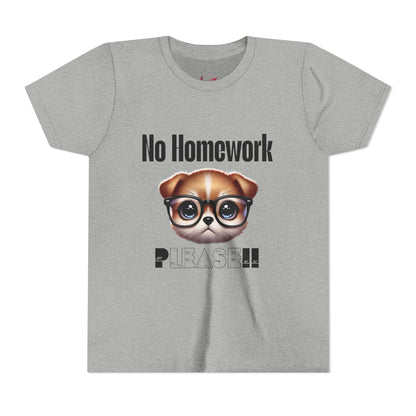 Funny Dog Homework Youth Short Sleeve Tee - Perfect Gift for Students!