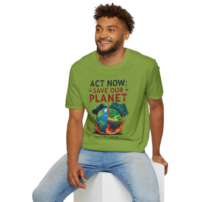 🔥 Eco-Friendly Unisex T-Shirt – 'Act Now: Save Our Planet' Wildfire Awareness 🌍