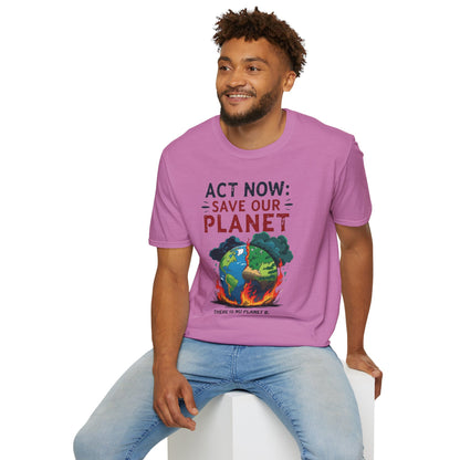 🔥 Eco-Friendly Unisex T-Shirt – 'Act Now: Save Our Planet' Wildfire Awareness 🌍