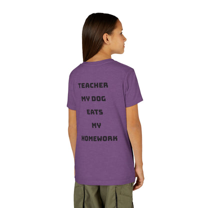 Funny Dog Homework Youth Short Sleeve Tee - Perfect Gift for Students!