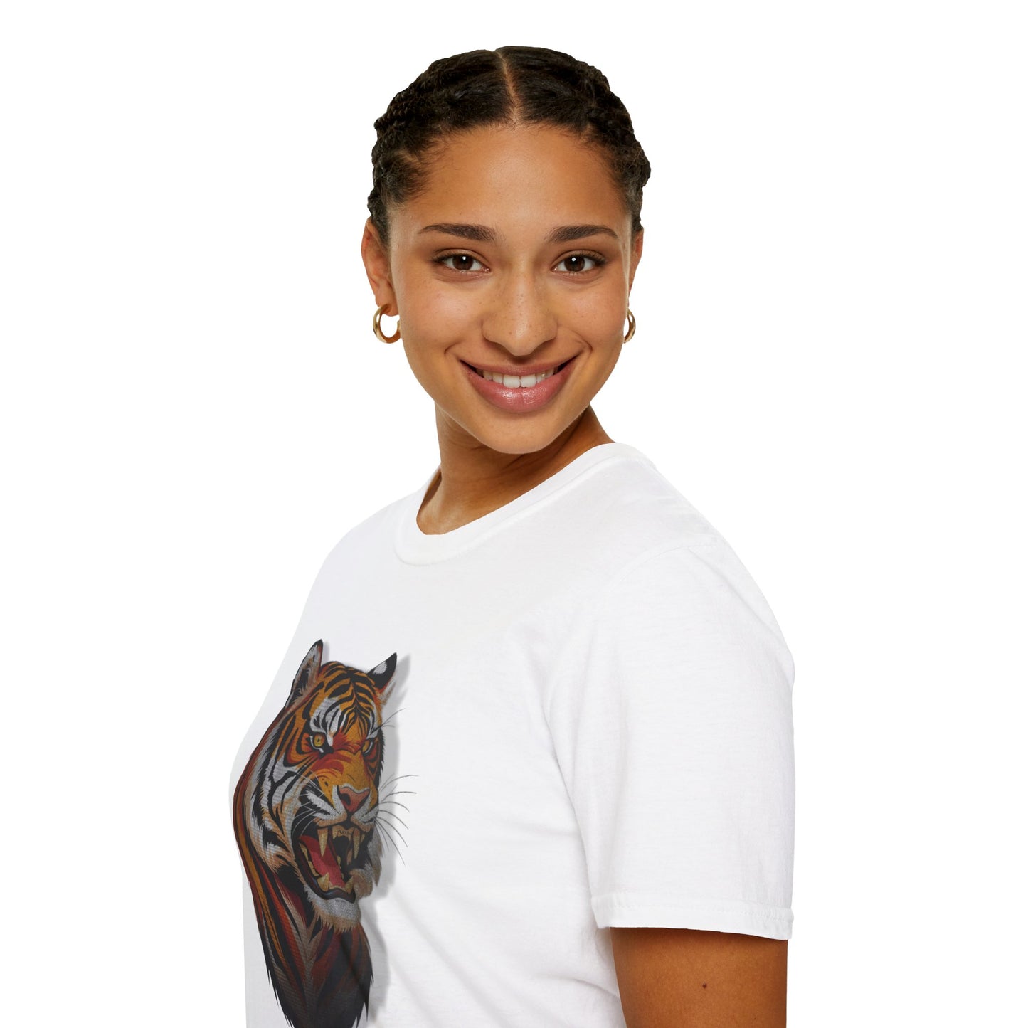 Fierce Tiger Unisex Softstyle T-Shirt - Bold Animal Graphic Tee