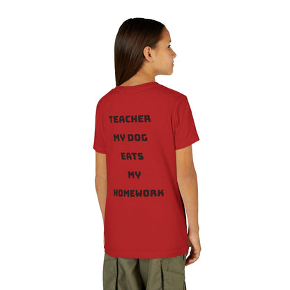 Funny Dog Homework Youth Short Sleeve Tee - Perfect Gift for Students!