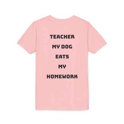 Funny Dog Homework Youth Short Sleeve Tee - Perfect Gift for Students!