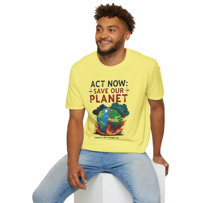 🔥 Eco-Friendly Unisex T-Shirt – 'Act Now: Save Our Planet' Wildfire Awareness 🌍