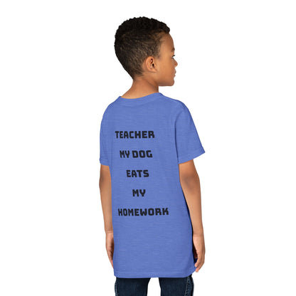 Funny Dog Homework Youth Short Sleeve Tee - Perfect Gift for Students!