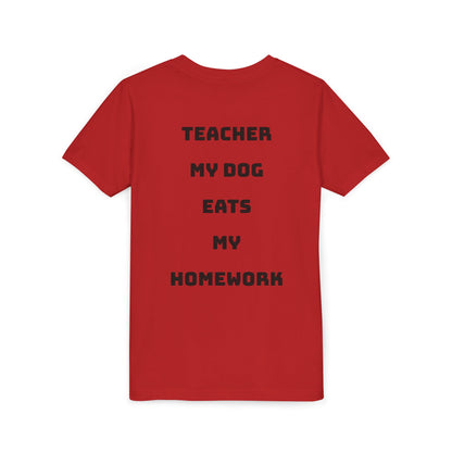 Funny Dog Homework Youth Short Sleeve Tee - Perfect Gift for Students!