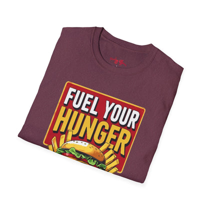 🍔 Fuel Your Hunger Unisex Softstyle T-Shirt – Lässige Mode für Feinschmecker 😋