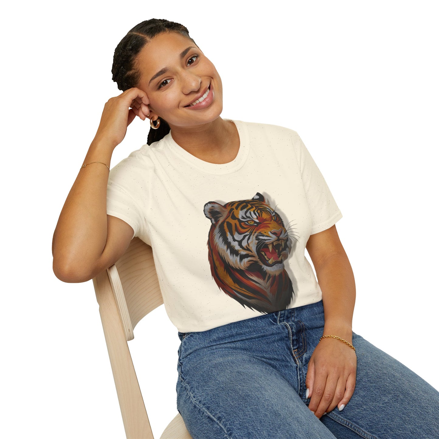 Fierce Tiger Unisex Softstyle T-Shirt - Bold Animal Graphic Tee